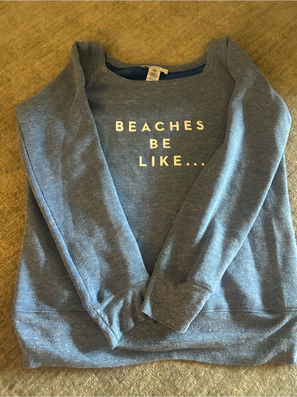 Milly Blue Graphic Pullover Sweater - Beaches Be Like - Accepting Offers